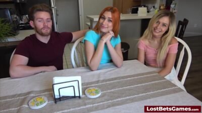 Two Skinny Babes Lose A Strip Game And Give Him A Blowjob