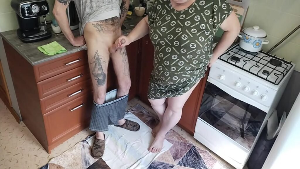A Fat Woman Jerks Off My Dick In The Kitchen And I Cum Powerfully